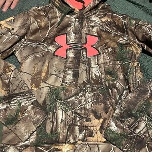 Under Armour Woodland Camo Hoodie with Coral Logo